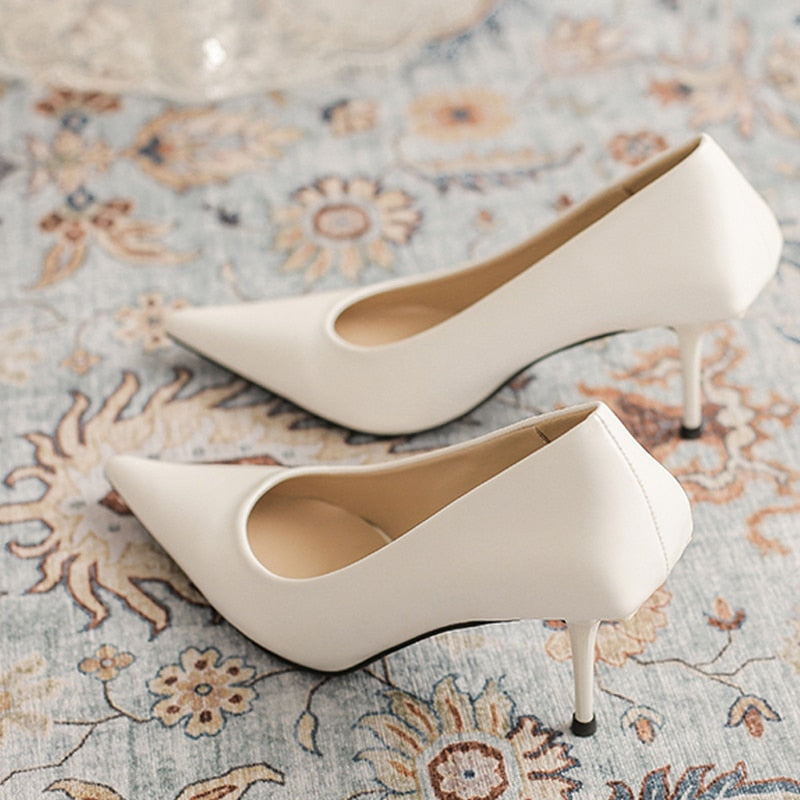 New Green Stiletto Pointed Toe Shallow Mouth Fashion Shoes Design Sense OL Professional Shoes