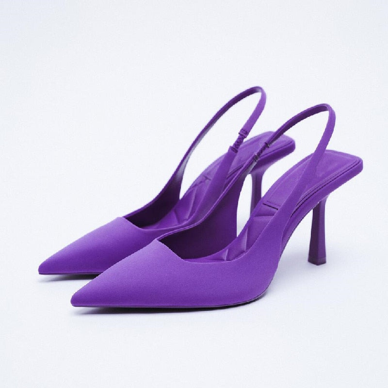 Summer Woman Heeled Sandals Female Sandals Ladies Pumps Women High Heels Slingback Black Red Green Shoes on Heels