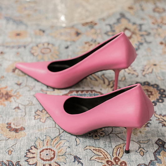 New Green Stiletto Pointed Toe Shallow Mouth Fashion Shoes Design Sense OL Professional Shoes