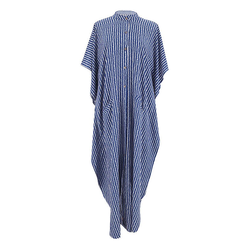 SuperAen  New Loose Oversized Striped Holiday Robe Sunscreen Cardigan Beach Coat Bikini Swimsuit Blouse