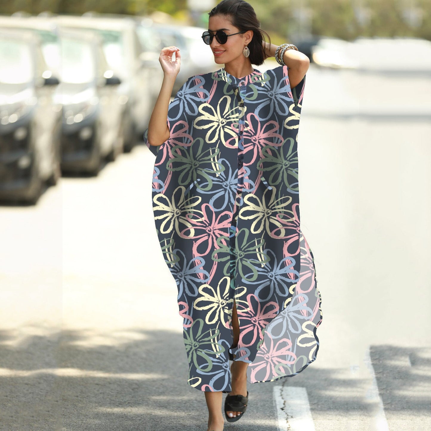 SuperAen  New Loose Oversized Striped Holiday Robe Sunscreen Cardigan Beach Coat Bikini Swimsuit Blouse