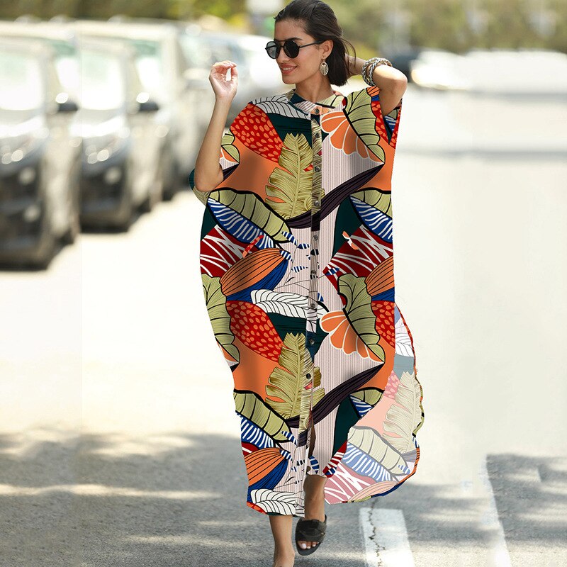 SuperAen  New Loose Oversized Striped Holiday Robe Sunscreen Cardigan Beach Coat Bikini Swimsuit Blouse