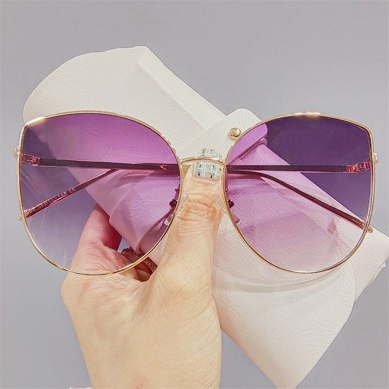 Fashion Cat Eye Sunglasses Men and Women Vintage Metal Frame Classic Gradient Sun Glasses Female Oculos De Sol Feminino UV400