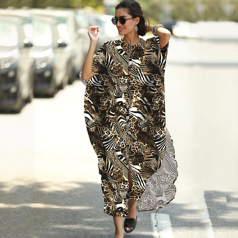 SuperAen  New Loose Oversized Striped Holiday Robe Sunscreen Cardigan Beach Coat Bikini Swimsuit Blouse