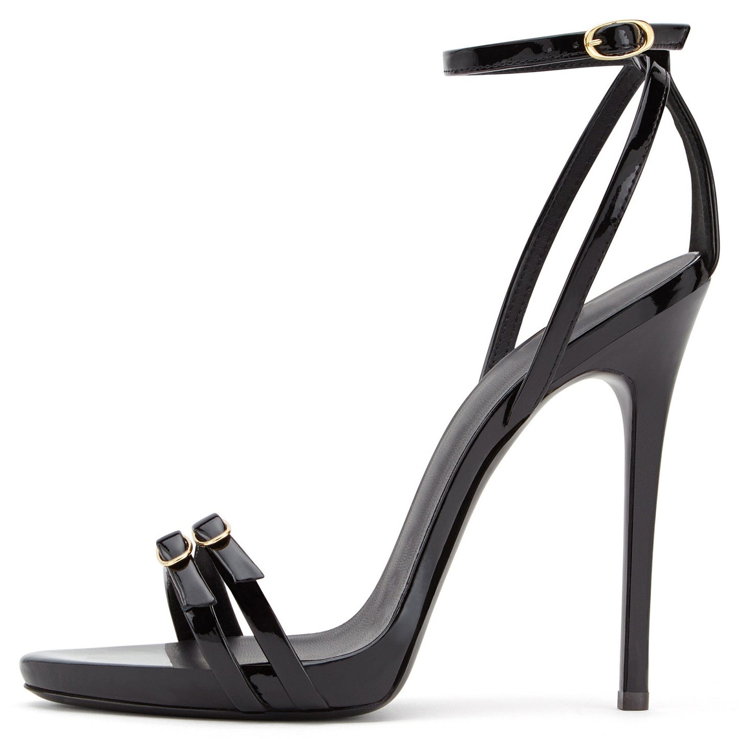 European and American Womens Large Black Patent Leather High Heeled Sandals
