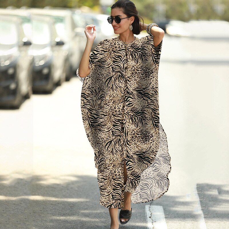 SuperAen  New Loose Oversized Striped Holiday Robe Sunscreen Cardigan Beach Coat Bikini Swimsuit Blouse